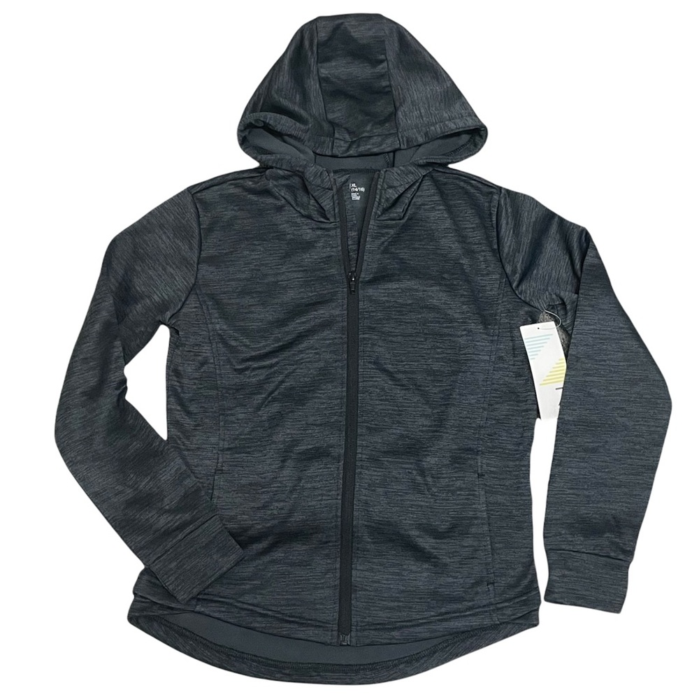 NEW Z by ZELLA Girls Hi Lo Hooded Track Jacket Size XL 16/18 Zip Up